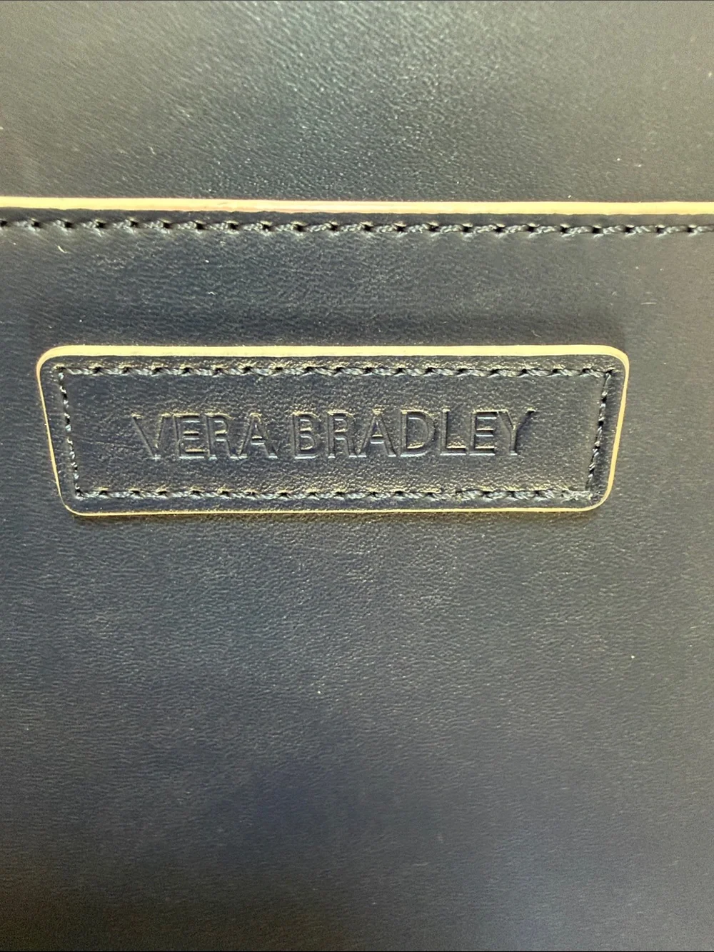 Vera Bradley Navy Structured Vegan Leather Satchel w/ crossbody strap